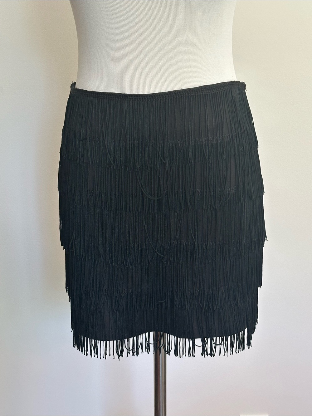 Black Fringe Mini Skirt